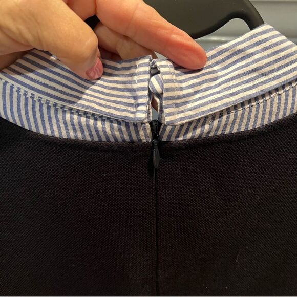 Talbots Navy and White Striped Blouse - Picture 4 of 6